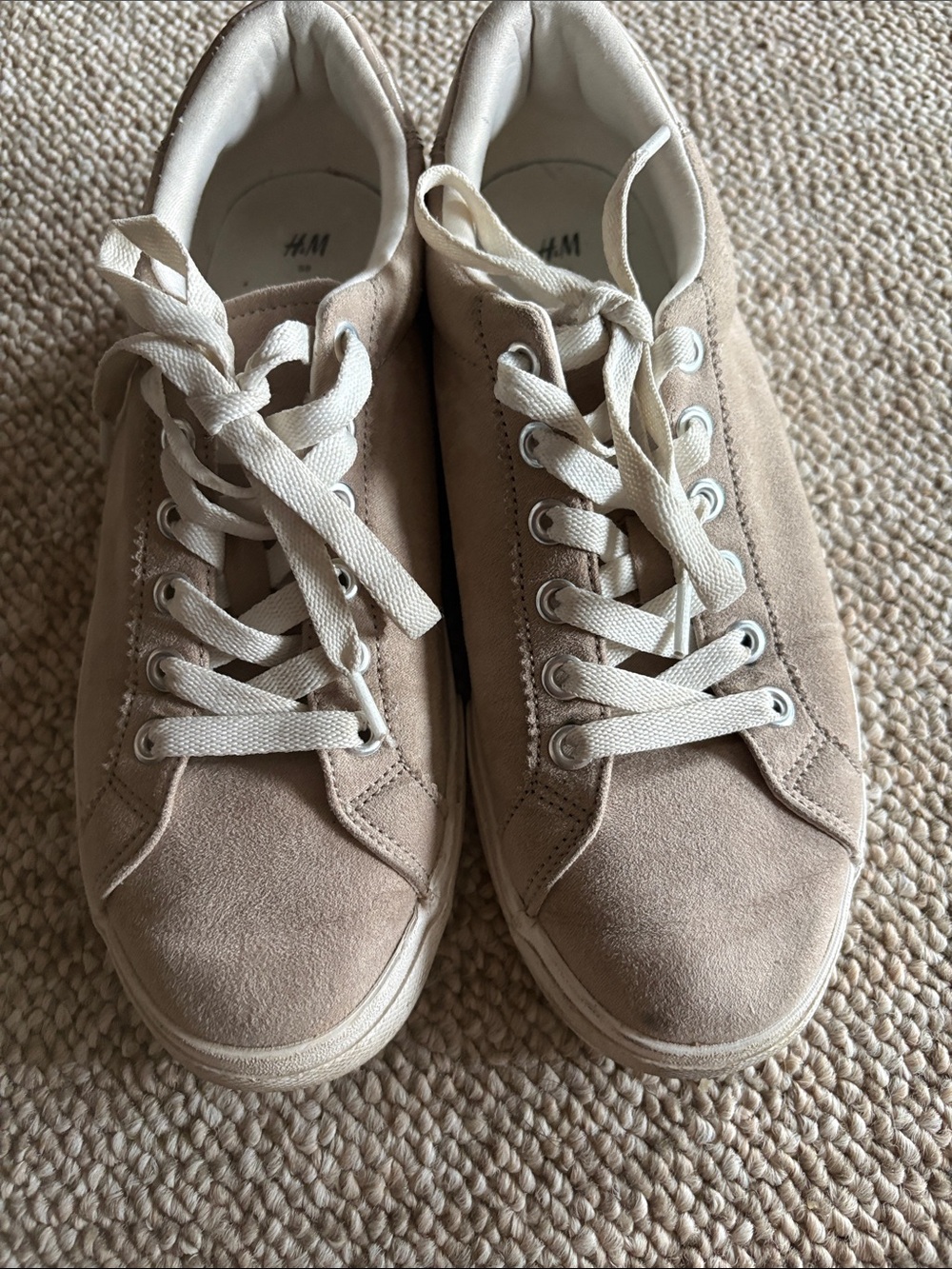 H&M Kids Light Beige Suede Lace-Up Sneakers
